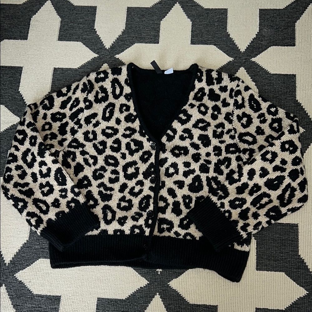 H&M Tan and Black Leopard Print Cardigan